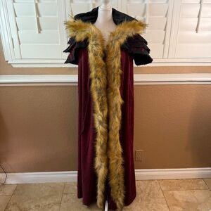 Punk Rave Women’s Red Black Gothic Faux Fur Coat With Hood Dark Victorian Witchy